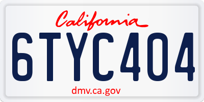 CA license plate 6TYC404