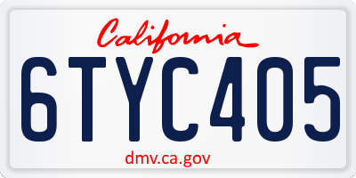 CA license plate 6TYC405