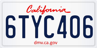 CA license plate 6TYC406