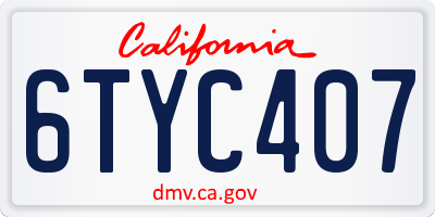 CA license plate 6TYC407