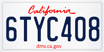 CA license plate 6TYC408