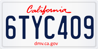 CA license plate 6TYC409