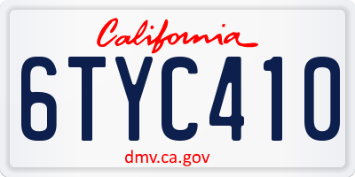 CA license plate 6TYC410