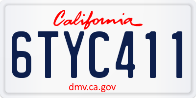 CA license plate 6TYC411
