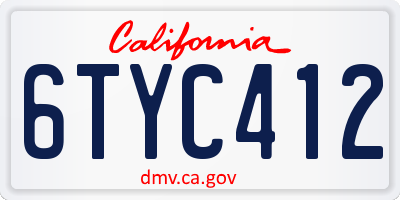 CA license plate 6TYC412