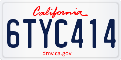 CA license plate 6TYC414
