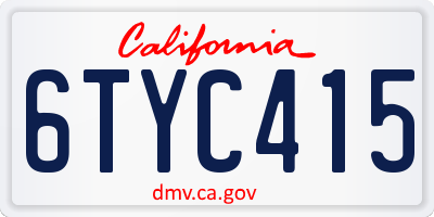 CA license plate 6TYC415