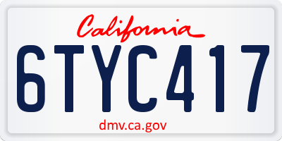 CA license plate 6TYC417