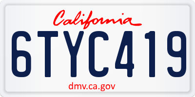 CA license plate 6TYC419