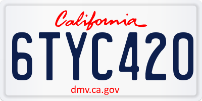 CA license plate 6TYC420