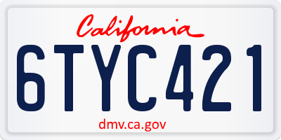 CA license plate 6TYC421