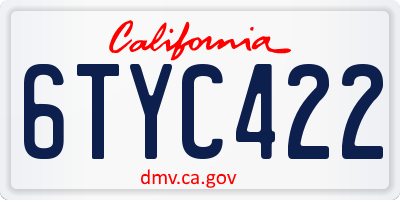 CA license plate 6TYC422