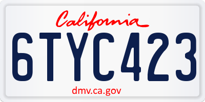 CA license plate 6TYC423