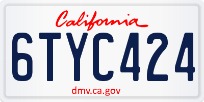 CA license plate 6TYC424