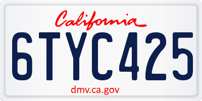 CA license plate 6TYC425