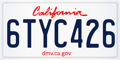 CA license plate 6TYC426