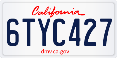 CA license plate 6TYC427