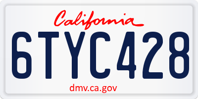 CA license plate 6TYC428