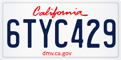 CA license plate 6TYC429