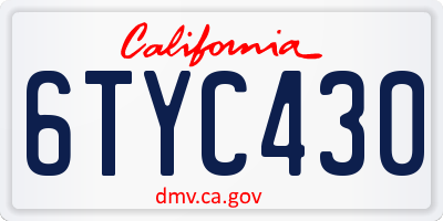 CA license plate 6TYC430