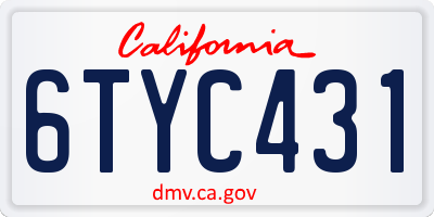 CA license plate 6TYC431