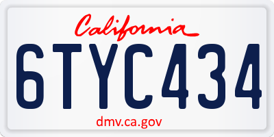 CA license plate 6TYC434