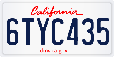 CA license plate 6TYC435