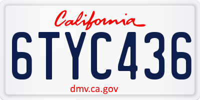 CA license plate 6TYC436