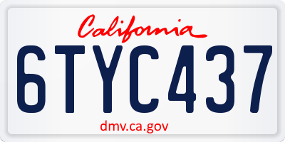 CA license plate 6TYC437