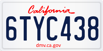CA license plate 6TYC438