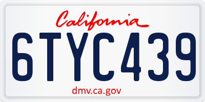 CA license plate 6TYC439