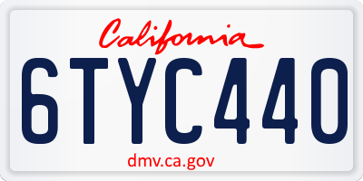 CA license plate 6TYC440