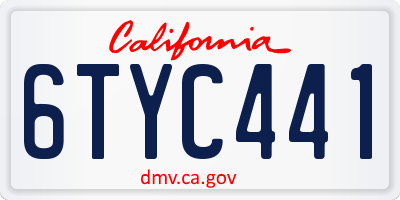 CA license plate 6TYC441