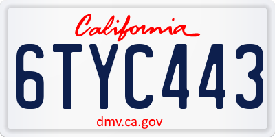 CA license plate 6TYC443