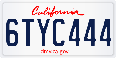 CA license plate 6TYC444