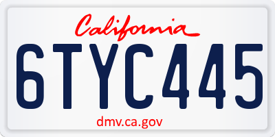 CA license plate 6TYC445