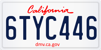 CA license plate 6TYC446