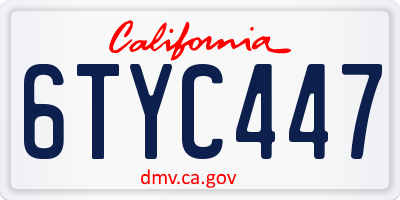 CA license plate 6TYC447