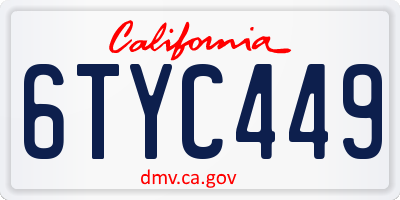 CA license plate 6TYC449