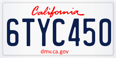 CA license plate 6TYC450