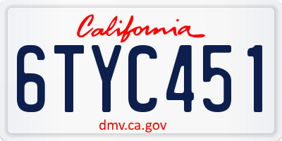 CA license plate 6TYC451