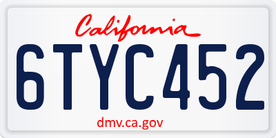 CA license plate 6TYC452