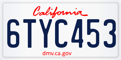 CA license plate 6TYC453