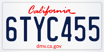 CA license plate 6TYC455
