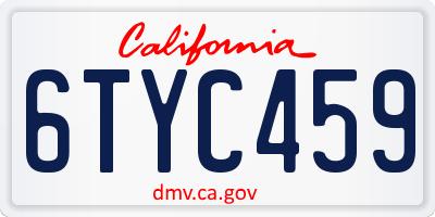 CA license plate 6TYC459