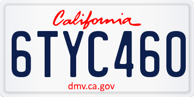 CA license plate 6TYC460