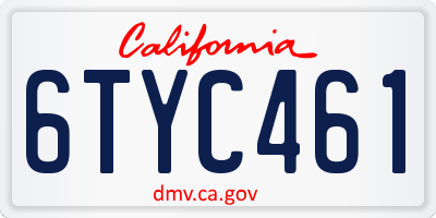 CA license plate 6TYC461