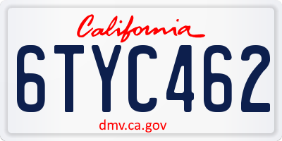 CA license plate 6TYC462