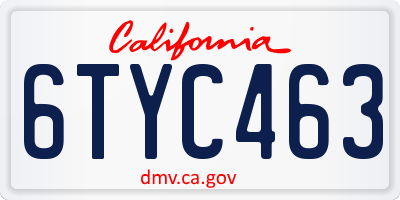 CA license plate 6TYC463