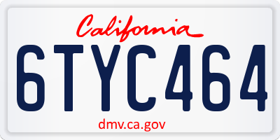 CA license plate 6TYC464